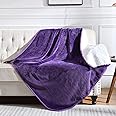 Yaning Waterproof Blanket for Bed Couch Sofa, Soft Liquid Pee Proof Pet Blanket for Dog Puppy Cat, Reversible Sherpa Fleece Blanket for Furniture Protector (Dark Purple, 127x152cm)