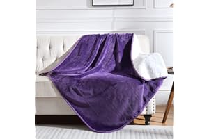 Yaning Waterproof Blanket for Bed Couch Sofa, Soft Liquid Pee Proof Pet Blanket for Dog Puppy Cat, Reversible Sherpa Fleece Blanket for Furniture Protector (Dark Purple, 152x203cm)