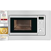Exquisit Interlocking Microwave, 20L, 800W, Grill 1000W, Stainless Steel | 8 automatic programs, digital display, turntable a