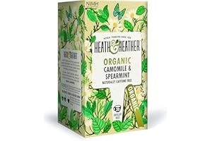 Heath & Heather Organic Camomile and Spearmint Teabags | Individually Wrapped Caffeine-Free Herbal Tea Infusion | 1 Pack of 20, Total 20 Teabags