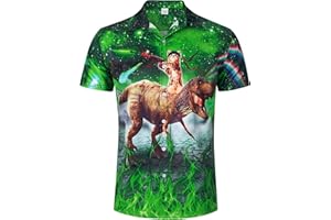 RAISEVERN Mens Hawaiian Shirts Short Sleeve Funny Ugly Casual Shirt, M-XXL