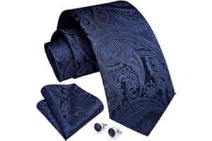 Enlision Cravatta Uomo Eleganti Paisley Floreale Set Cravatta e Fazzoletto Gemelli per Matrimonio Festa Cravatte e Pochette