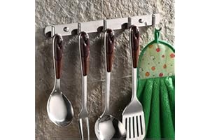 RAPECOTT Appendiabiti a Parete con Ganci Portasciugamani Bagno Porta Accappatoio Attaccapanni da Muro per Cucina Acciaio Inox 304 per Bagno/Gancio per Cucina e Bagno (Foratura, 5 ganci spazzolato)