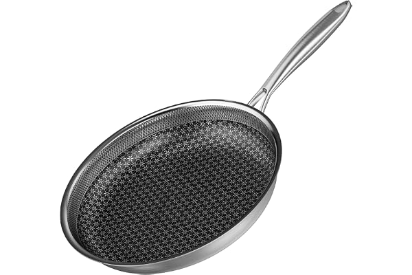 RIOVARM 30 cm stekpanna i rostfritt stål, induktion, non-stick, wokpanna med handtag i rostfritt stål, stekpanna och universella stekpannor för alla typer av spisar, diskmaskinssäker, ugnssäker
