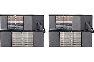 ALPOONS® - Aufbewahrungstasche klein (35 L 4 er) aus 150 GSM atmungsaktiver Vliesstoff extra dick für unterbett aufbewahrung. Aufbewahrungstasche für Bettdecken, die für Ordnung sorgt im Kleiderchaos.