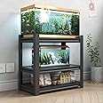 OPTYMIRA Fish Tank Stand,3-tier Rack Shelf Heavy Duty Metal Frame Aquarium Stand 20 Gallon,Reptile Terrarium Stand for 30 Gallon Long Aquarium,Reptile Tank Stand,Breeder Tank Stand,31.5"*18"*34"