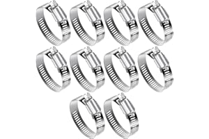 WELHAEPI 10 Pezzi Fascette Stringitubo Regolabile 27-51 mm Acciaio Inox 304, Fascetta Morsetto Stringitubo per Condotti Fascette a Vite Senza Fine Tubi Gas Acqua