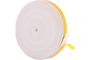 AOYINFE 10m Dichtungsband Selbstklebend 10mm(B) x1.5mm(D) für Türen Fenster Schaumstoffband Türdichtung Fenster, Gummidichtung für Kollision Siegel Lärm Schalldämmung Weiß(1 Rollen je 10m lang)