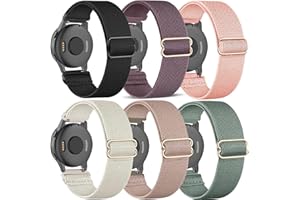 TUCOMO 6 Stück Elastische Nylon Armband Kompatibel mit 20mm Garmin Venu Sq/Venu Sq 2/Venu 2 Plus/Venu, Loop Dehnbares Uhrenarmband für Garmin Vivoactive 5 / Vivoactive 3 / Vivomove HR Herren Damen