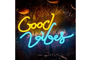 Eufrozy Dimmable Good Vibes Neon Sign Light, 43 * 28cm LED Written Letter Wall Art Neon Light with USB Powered Switch, Light Up Neon Decoration for Bedroom Bar Pub Hotel Nightclub Party Gift