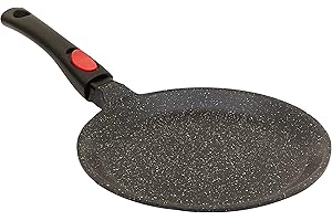 Kamberg Sartén para crepes 24 cm, mango extraíble, aluminio fundido, revestimiento piedra antiadherente, todos los incendios,