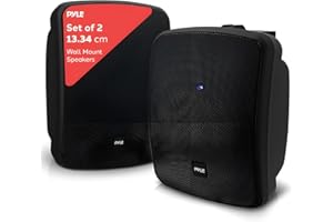 Pyle Outdoor Bluetooth Speakers Pair – 13.3 cm (5.25") Weatherproof Wireless Wall/Ceiling Mounted Speakers, 600W Waterproof, Heavy-Duty Grill, Garden Patio Use, Indoor/Outdoor Sound System – Black