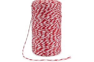 Rietlow® Corda cotone 200 m, spago da cucina, spago per decorazioni, spago per alimenti, spago per salumi, cotone naturale, cotone per cucinare e cuocere al forno, filato da cucina, spago rosso/bianco