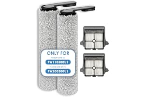 MIBUMIKI Rodillos de cepillo de repuesto y filtros HEPA compatibles con la aspiradora inalámbrica Tineco Floor ONE S6/S7 PRO Smart, 2 rodillos de cepillo, 2 filtros HEPA (mango de rodillo no desmontable)
