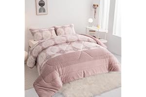 BESCH Edredón Invierno Borreguillo Nórdico 180x240cm para Cama 90/105 con 1 Funda Almohada - Edredón Borrego Sherpa Extra Suave, Cálido, Gruesa - Mandalas Rosa