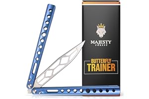 MAJESTY FOREST® Profi Butterfly Trainer C1 - Made with CNC aus Aluminium - Legales Balisong Messer mit stumpfer Klinge als Trainingsmesser - Inkl. Zubehör