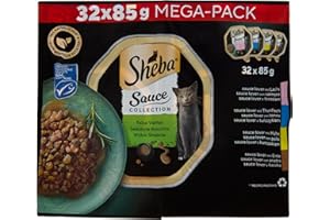 Sheba Kolekcja Sauce Collection wybór wilgotnej karmy dla kotów, 32 pojemniki 85 g