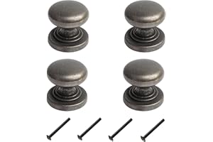 HARMAC HOUSE Vintage Cabinet Knobs 4 Pack Heavy Duty Antique Bronze Round Pull Handles, 32mm Diameter,Solid Kitchen Cupboard, Dresser, Bathroom Wardrobe Door Drawer Handle Mushroom Handles Knobs (4)