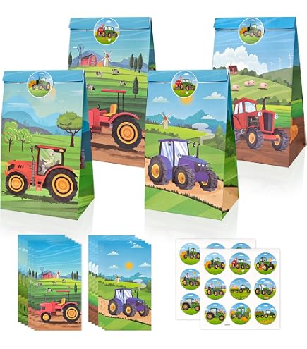 YOYEAH 12 Inviti Di Compleanno Per Bambini A Tema Trattore – 15x10 Cm – Carta 300 G/m²