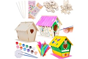 Tacobear 3 Pièce Maison D'oiseau Bricolage Kit pour Enfant Construire Maison Oiseau en Bois Maison D'oiseau Peindre Jouet Kit de Loisir Creatif Activites manuelles pour Enfant Garçons Filles