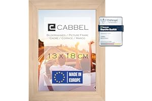 CABBEL Cornice 13x18 cm, naturale, robusta cornice in legno MDF, plexiglass infrangibile, da appendere e da appoggio, ideale per foto/immagini/collage