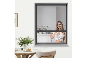 jarolift 4 en 1 Zanzara Mosquitera Enrollable para Ventana Marco de Aluminio Robusto Tejido de Fibra de Vidrio, 160 x 180 cm (Ancho x Alto), Color Antracita