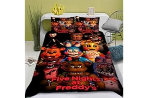 Doiicoon Five Nights at Freddy's Bettwäsche-Set, Anime Kinderbettwäsche 3D-Digitaldruck Polyester, Allgemein Für Erwachsene Und Kinder (18,135 x 200 cm-Einzelbett)