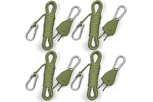 KOKKOYA 4.6m Paracord Rope Tie Down Ratchet Strap Small Reflective Rope Tent Tarp Grow Retractable Plant Light Hangers Pulley Locking Tightener Tensioner Cinch Kayak 4mm 4Pack