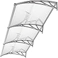 Blisswood Front Door Canopy Outdoor Awning Shelter 270 x 98.5 cm Window Rain Roof Cover With Polycarbonate Roofing Sheets Porch Shade Patio UV Protection Back Door Porch Canopies