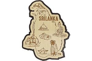 Printtoo Souvenirs de Cadeau de Souvenir de Carte de Sri Lanka Aimant en Bois Grave de refrigerateur