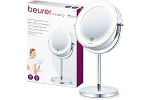 ‎BEURER Beurer BS 55 Kosmetikspiegel, Beauty-Spiegel mit 7-fach Vergrößerung, mit Dimmfunktion, beleuchteter Schminkspiegel mit LED Licht, ideal für Make-Up und Gesichtspflege, kompakter Bad-Spiegel