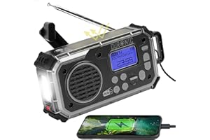 Duronic SDAB1 Radio Solar - Dab+ FM con Bluetooth, Batería o 3 Pilas AAA Carga Solar o Manivela, Radio Digital Linterna Alarma SOS Camping Senderismo Aire Libre Emergencias