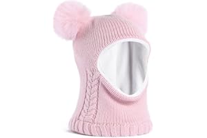 FURTALK Toddler Winter Hat Fleece Lined Baby Girls Boys Detachable Cute Pompom Hat Kids Warm Earflaps Winter Beanie Scarf Set Cold Weather Snow Cap