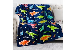 LEVENS Dinosaur Gifts Toys for Boys Girls - Glow in The Dark Dino Blanket Best Christmas Birthday Valentine's Day Easter Presents for Kids Age 1 2 3 4 5 6 7 8 9 10 Year Old Child Teen Soft Throw 50"x60"