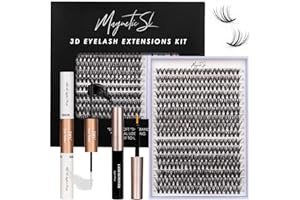 MAGNETIC SL 320pcs Wimpern Cluster DIY Wimpern-Extensions Kit mit Applikator und Wimpernkleber und Versiegelung Lash Kleber Entferner Falsche Wimpern Natürlicher Look C D Curl Weiche Wimpern 10-16MM (30D+40D KIT)