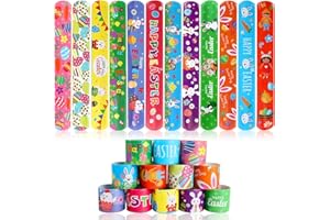 Amyang 48 PCS Easter Slap Bracelets Toys for Kids Boys Girls Toddlers Easter Basket Stuffers Egg Fillers Gifts Party Favors