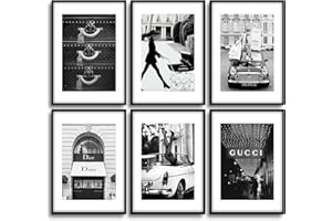 MONOKO® Living Room Poster Set, Premium Picture Set for Bedroom, Stylish Wall Pictures, Set of 6, without Frame, Fashion Poster Set in Black/White, 6 x A4/21 x 29.7 cm