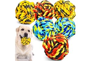SHARLOVY Juguetes para perros para masticadores agresivos, bolas de perro para razas grandes, juguetes masticables de cuerda de algodón resistente con trenzado resistente para razas medianas, paquete