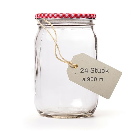 Blumixx 24× Einmachgläser 900 ml, Schraubdeckel