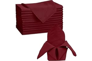 Trimming Shop 20 Inch Burgundy Polyester Table Napkins, 50x50cm Square, Reusable, Wrinkle-Resistant Cloth Napkins for Dinner Parties, Events, Weddings, Restaurants & Hotels, 12pcs