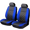 Carseatcover-UK® Front Pair of BLUE/BLACK KNIGHTSBRIDGE LEATHER LOOK Car Seat Covers