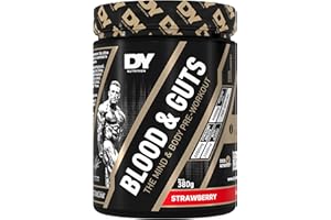 DY Nutrition - Blood and Guts Pre Workout Powder, 380g (Strawberry) - High Strength Preworkout with 350mg Caffeine, Citrulline Malate, Beta Alanine, Arginine AKG, L-Tyrosine, Vitamin B3, Men & Women