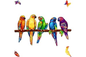 UNIDRAGON Układanki Drewniane - Zabawne Papugi, 291 sztuk, Duży Rozmiar 49 x 27 cm, Piękne Opakowanie Prezentowe, Unikalny Kształt Najlepszy Prezent dla Dorosłych i Dzieci