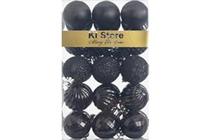 KI Store 30 pezzi Palline di Natale piccole 4cm nero Albero di Natale Ornamenti di Decorazione infrangibile Palle per Appendere Natale Decorazioni Festival Decorazioni Natalizie