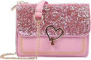 Minicloss Umhängetasche Damen Mädchen Handytasche Kleine Umhängetasche Pailletten mit abnehmbarem Gurt für Schule
