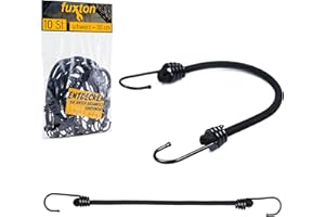 ‎FUXTON fuxton 10er Set Spanngummi mit Haken an beiden Seiten, 30cm schwarz (Spanngurt, Expander, Gepäckspanner, Gummiband) für Gepäckträger, Fahrrad, Auto, Zelt