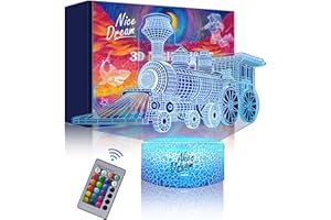 Nice Dream Luz Nocturna De Tren Para Niños, Lámpara De Ilusión 3d, Luz Led Para La Habitación, Control Remoto Con Cambio De Color Regulable, Regalos De Decoración De Las Niñas Chicos Del Dormitorio