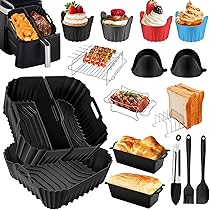 Siliconen vorm voor heteluchtfriteuse Ninja AF500EU, 3 stuks siliconen vormen voor luchtfriteuse, 10,4 l en 5,2 l, herbruikbaar, accessoires voor Ninja Af500EUCP 1 luchtfriteuse