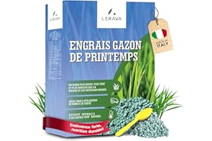 LERAVA® PRIMAVERA abono cesped primavera - 300m² - abono para cesped con protección fúngica y efecto a largo plazo - Césped fuerte y de color verde intenso - fertilizante cesped liberacion lenta