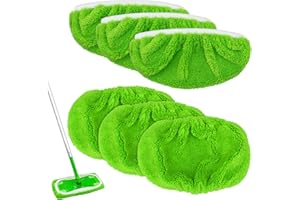YUUNAIE Panno Mocio di Ricambio Microfibra, Panni Riutilizzabili Compatibile con Swiffer Mop Panno Vello Corallo Pavimenti Mop Panni Cuscinetti Straccio Lavapavimenti per Uso Umido e Secco 6 Pezzi